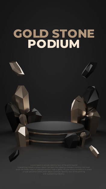 Gold Stone 3D Realistic Podium Product Promo Display