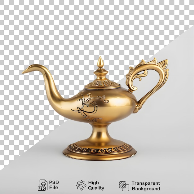 a gold teapot with a design on it