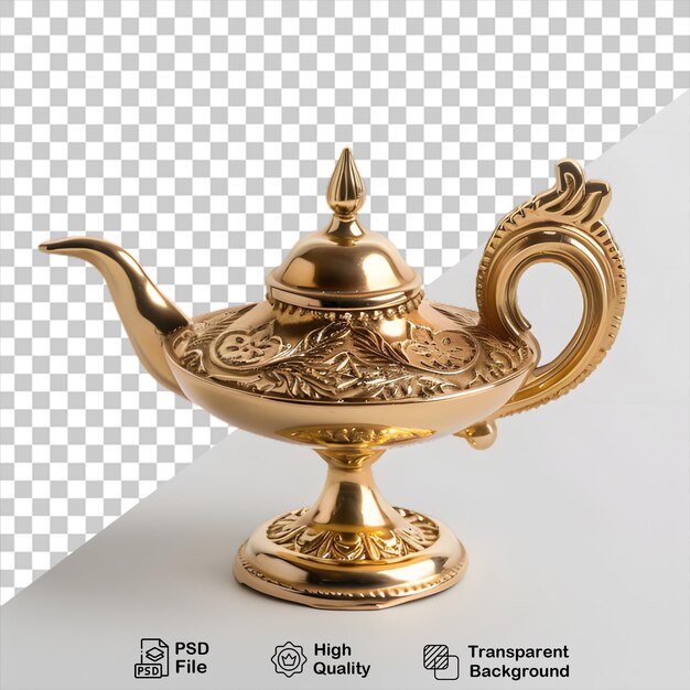 a gold teapot with a picture of a teapot on it