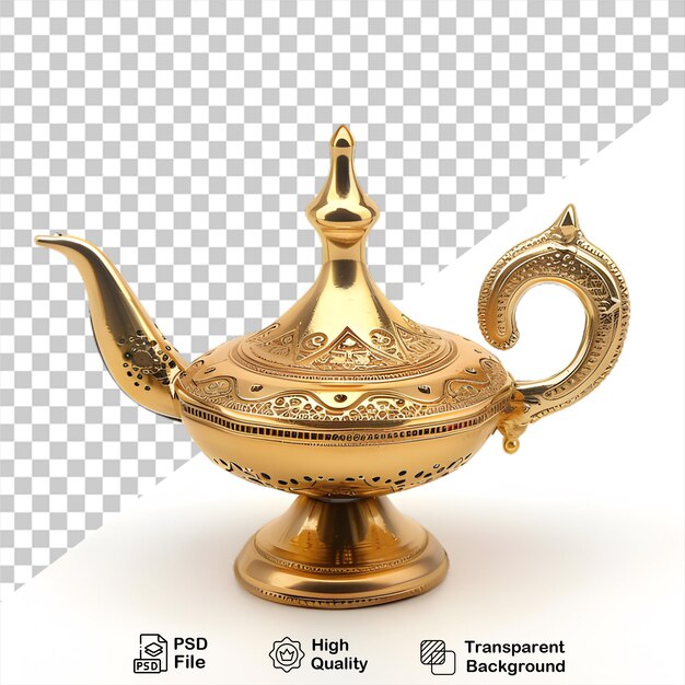 a gold teapot with a picture of a teapot on it