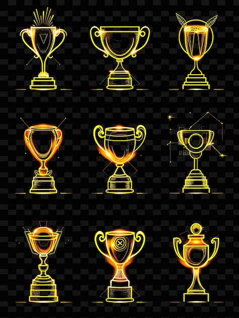 gold trophies with the words  gold  on a black background