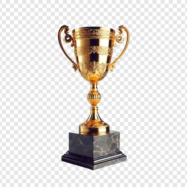 PSD gold trophy cup isolated on transparent background