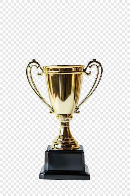 PSD a gold trophy with a black base and a white background