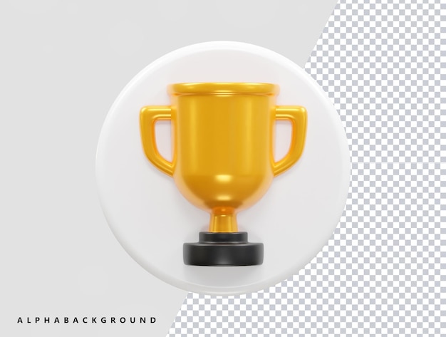 A gold trophy with a white background