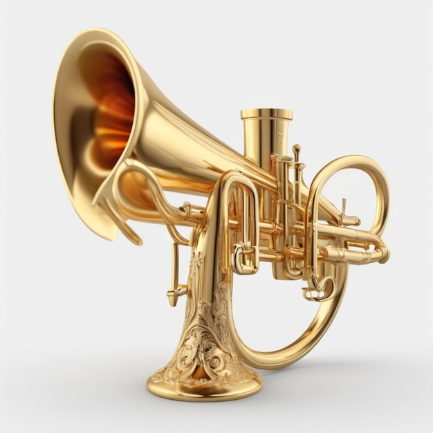 a gold trumpet with the words  trumpet  on it