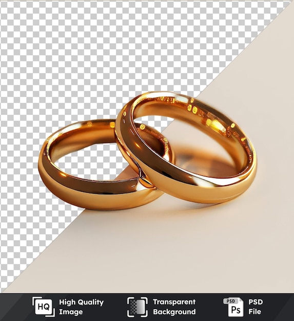 Gold wedding rings isolated on a transparent background PSD