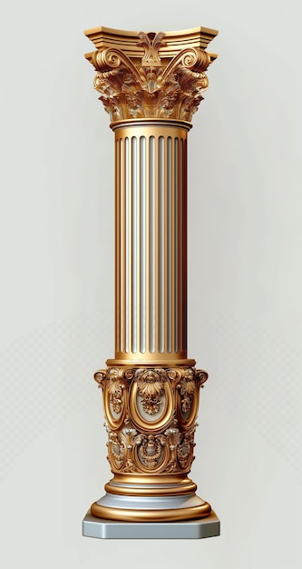 PSD a gold and white column with a gold base and a gold base