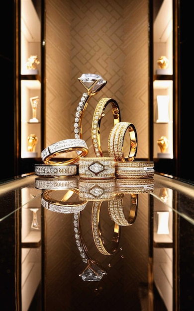 a gold and white diamond ring with diamonds and diamonds