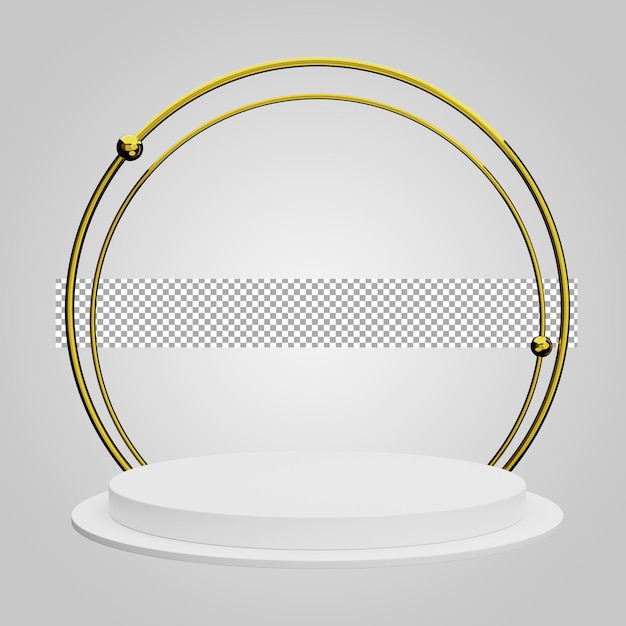 Gold white pedestal of platform display on transparent background Blank stage 3D rendering