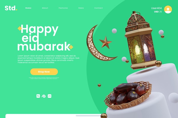 Gold and white ramadan kareem food landing page