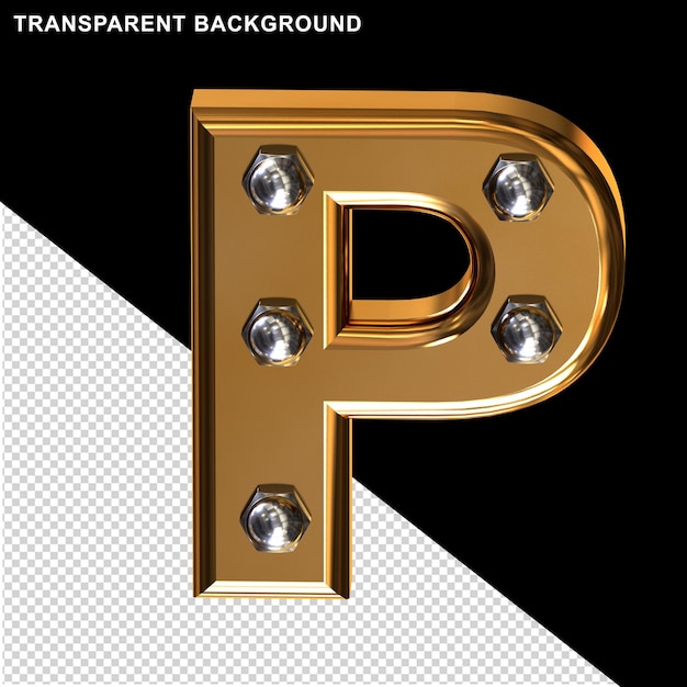 Gold with bolts letter p