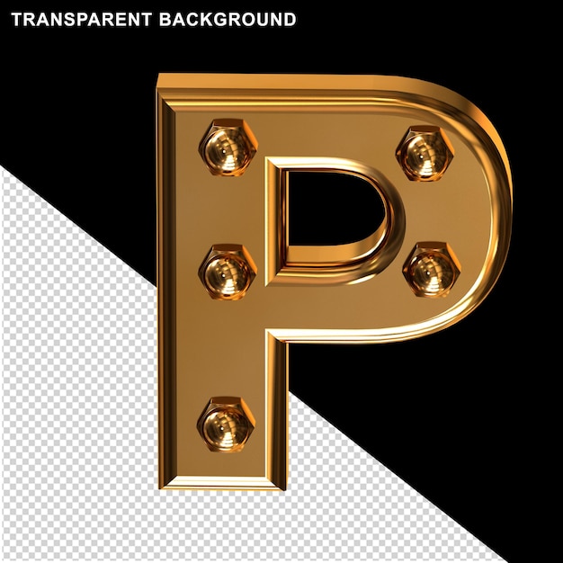 Gold with bolts letter p