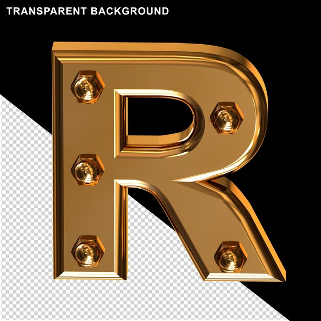 Gold with bolts letter r