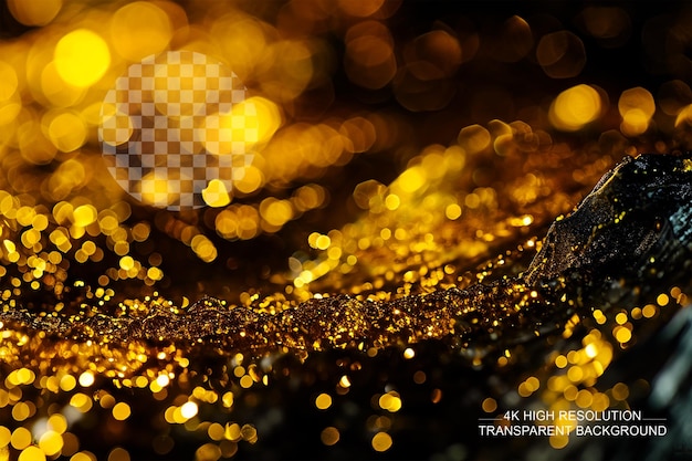 Gold with Glowing Effect on Black Background in 4K HDR Realism on Transparent Background