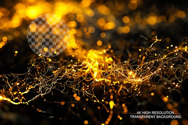 Gold with Glowing Effect on Black Background in 4K HDR Realism on Transparent Background