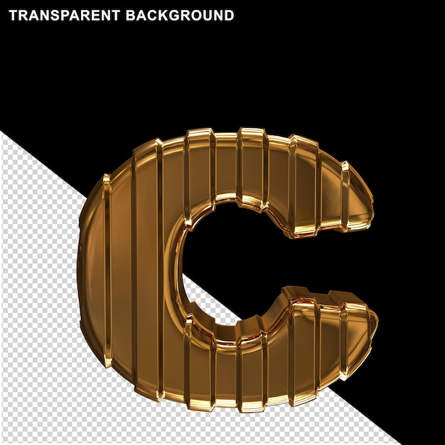 Gold with thin vertical straps letter c