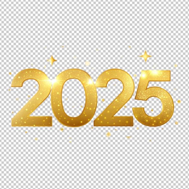 PSD golden 2025 new year text on transparent background