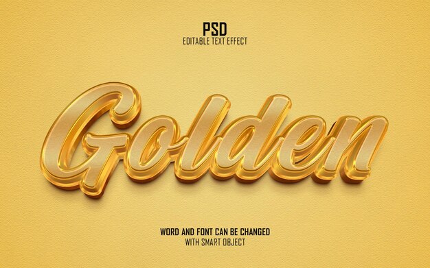 Golden 3d editable psd text effect with background