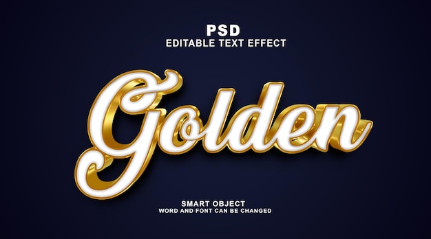 Golden 3d PSD editable text effect photoshop template with background