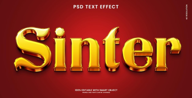 Golden 3d text effect template