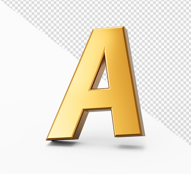 Golden alphabet A on isolated isolated background 3D Golden Letters numbers 3d Illustration