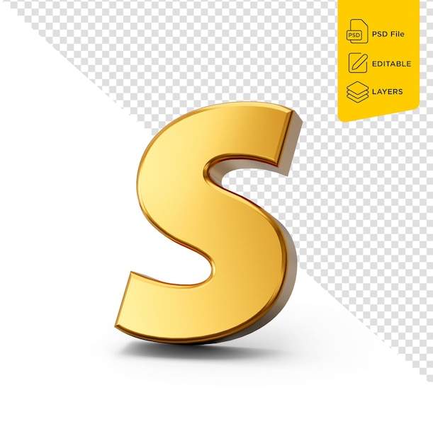 Golden Alphabet s On White Isolated Background 3D Golden Small Letter s 3d Illustration