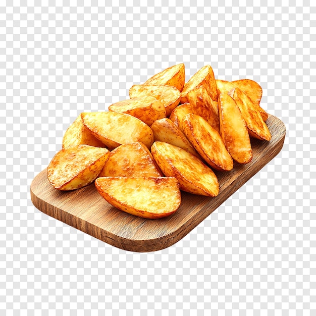 PSD golden american potato wedges deep fried crispy on a seethrough background