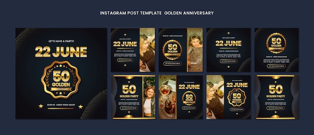 PSD golden anniversary instagram posts