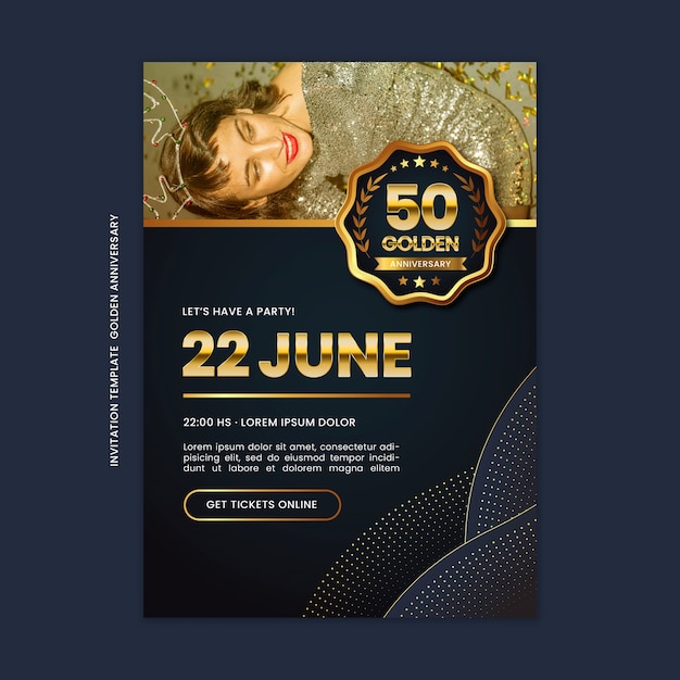 PSD golden anniversary invitation template