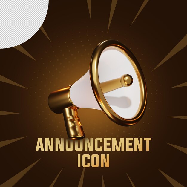 PSD golden announcement 3d icon marketing announcement alert speaker 3d golden icon