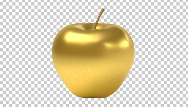 Golden apple isolated on transparent background