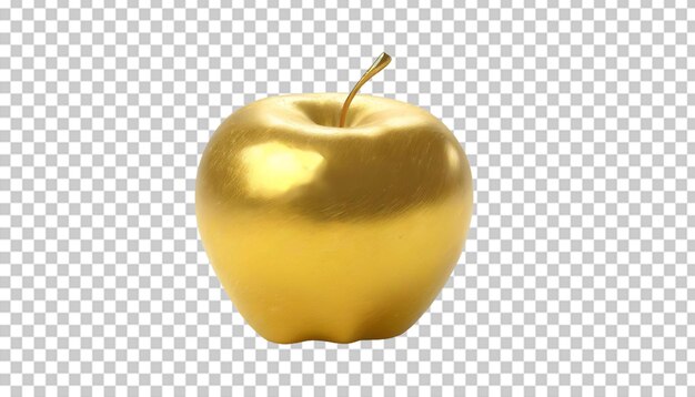 Golden apple isolated on transparent background