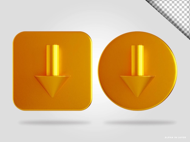 Golden arrow 3d render illustration isolated