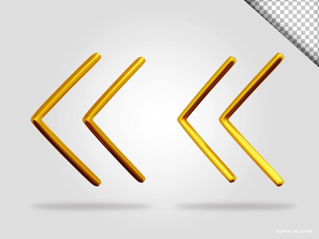 Golden arrow 3d render illustration isolated