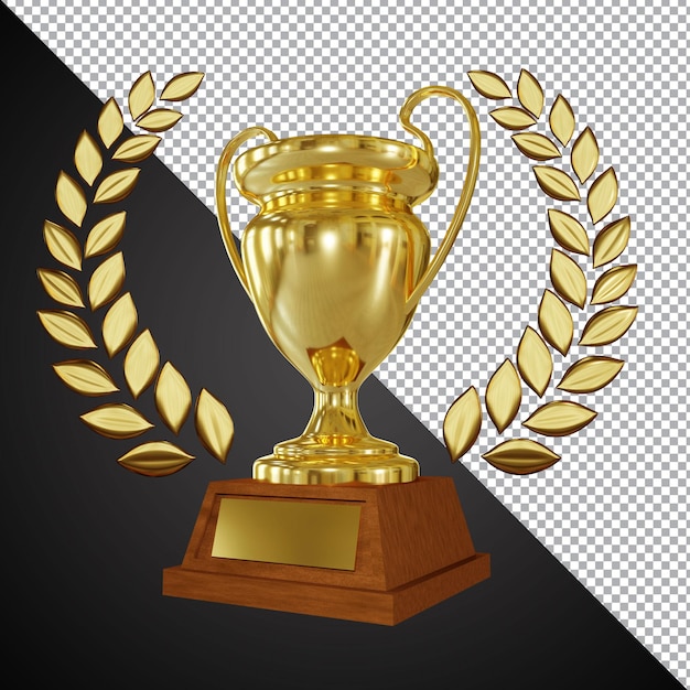 Golden Award Trophy Cup 3D Composition Isolated  