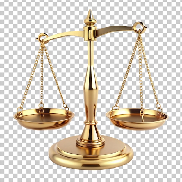 golden balance scale isolated on transparent background