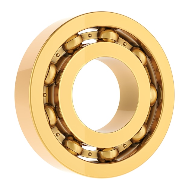 Golden Ball Bearing 3D rendering isolated on transparent background