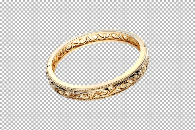 Golden bangle or bracelet isolated on transparent background