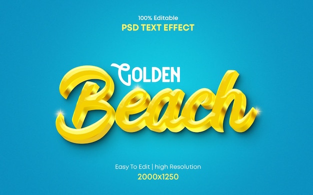 Golden Beach 3d text effect