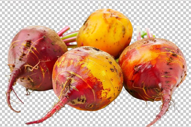 PSD golden beets isolated against a transparent background