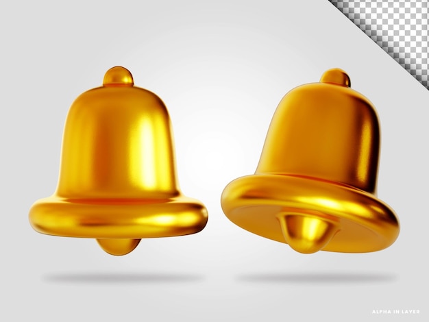 Golden bell 3d render illustration isolated