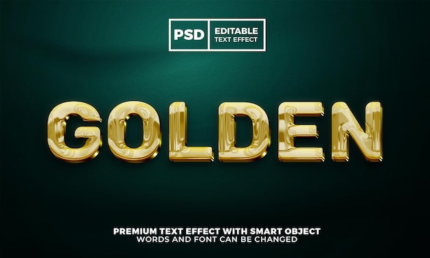 Golden bold 3d editable text effect