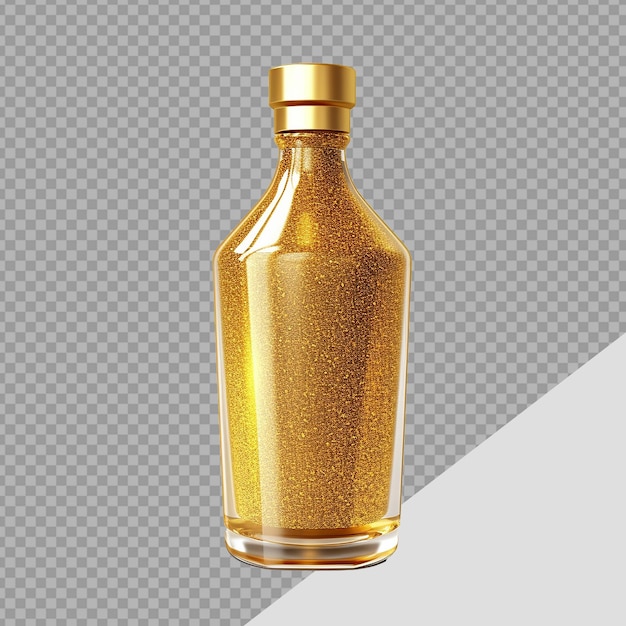 Golden bottle png isolated on transparent background