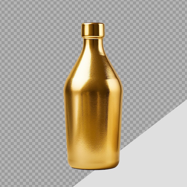 Golden bottle png isolated on transparent background