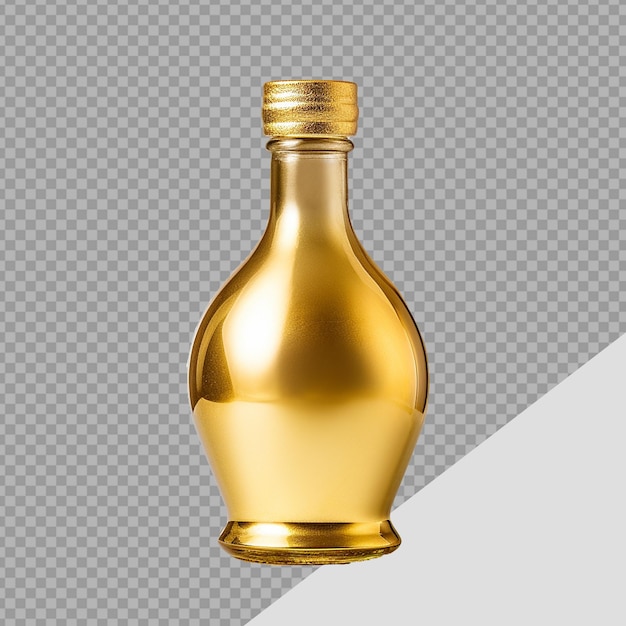 PSD golden bottle png isolated on transparent background