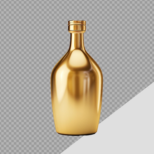 Golden bottle png isolated on transparent background