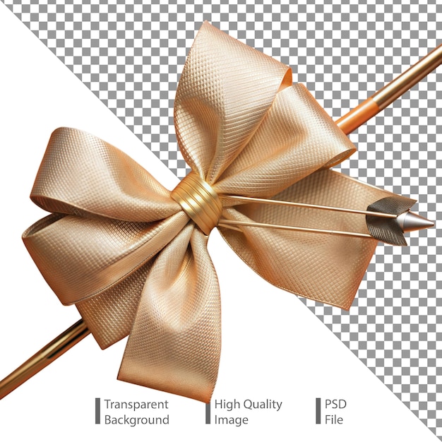 PSD golden bow with arrow on transparent background