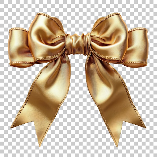 Golden bow with ribbon isolated on transparent background