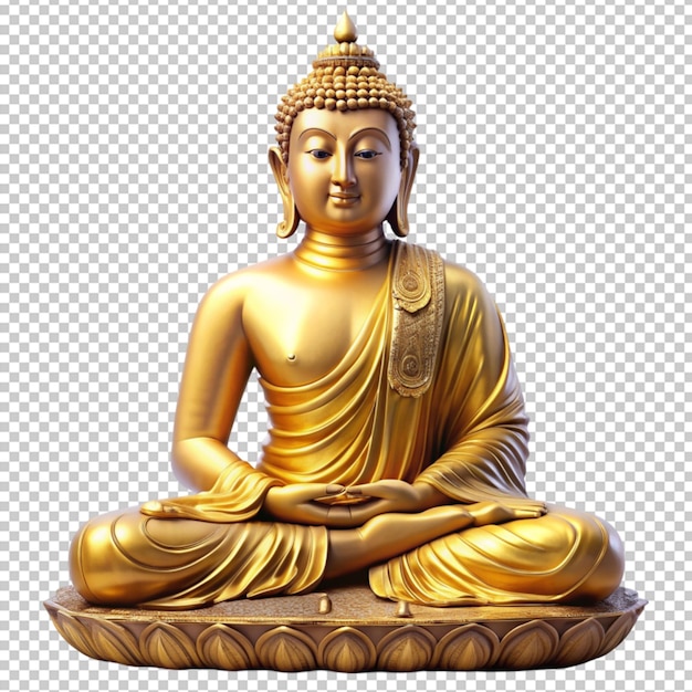 Golden buddha statue on white background