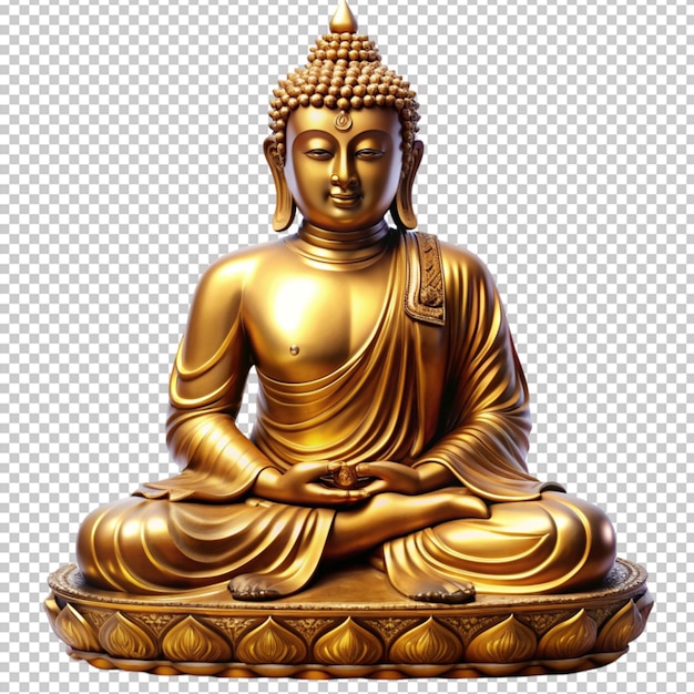 Golden buddha statue on white background